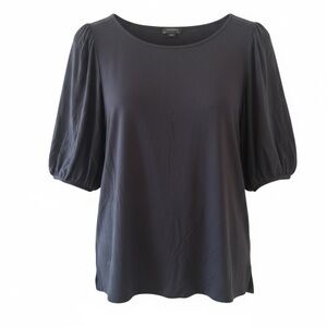Ann Taylor Factory Black Top with Lantern Sleeves